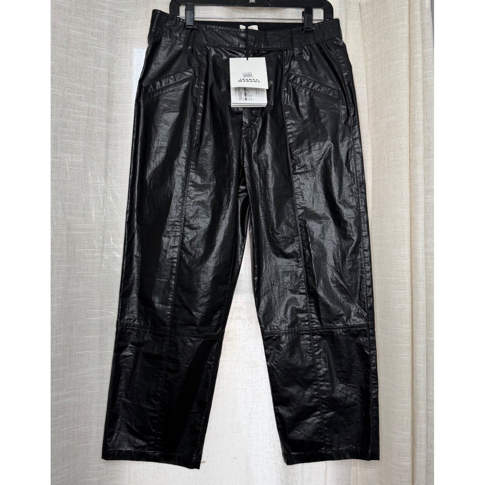 Nwt Isabel Marant Aude Coated Cotton Pants Black Cropped Women's 8 Us 40 Fr $695